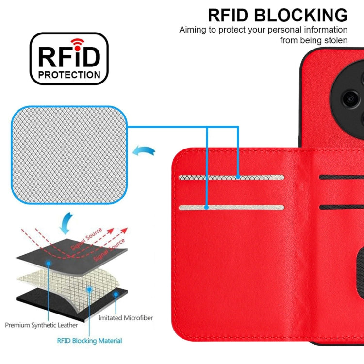For OPPO A3 Pro 5G Rhombic Texture Card Bag RFID Phone Case with Long Lanyard