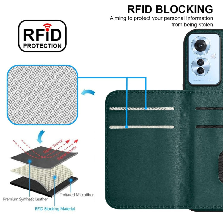 For OPPO F25 Pro 5G India Rhombic Texture Card Bag RFID Phone Case with Long Lanyard