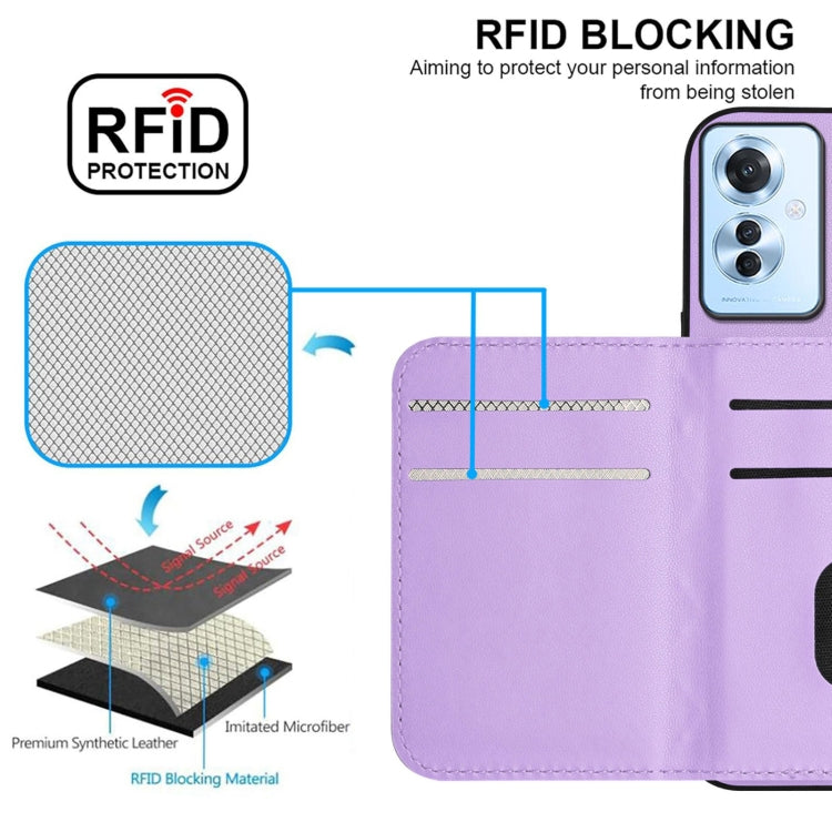 For OPPO F25 Pro 5G India Rhombic Texture Card Bag RFID Phone Case with Long Lanyard