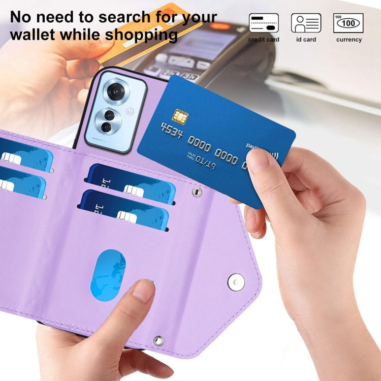 For OPPO F25 Pro 5G India Rhombic Texture Card Bag RFID Phone Case with Long Lanyard