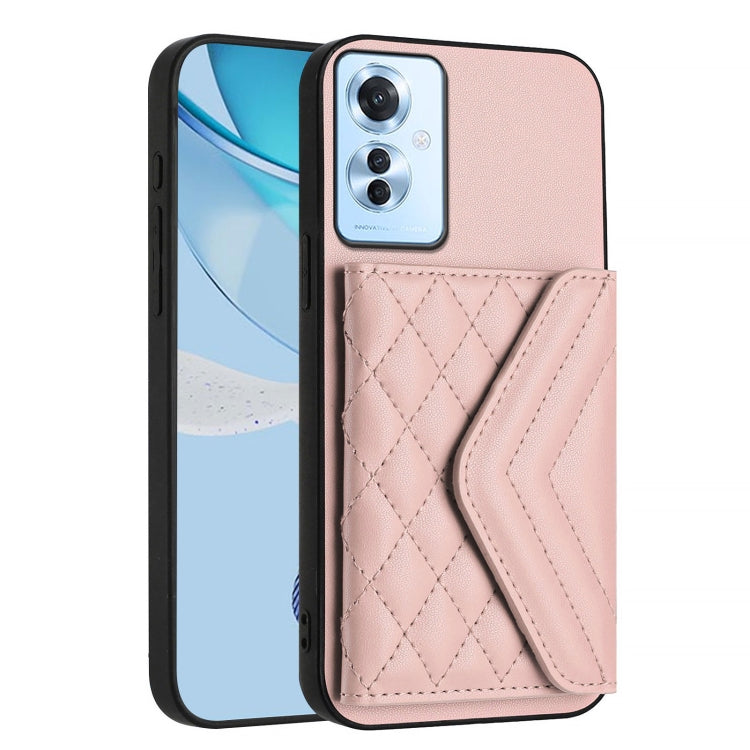 For OPPO F25 Pro 5G India Rhombic Texture Card Bag RFID Phone Case with Long Lanyard