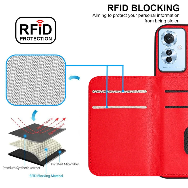For OPPO F25 Pro 5G India Rhombic Texture Card Bag RFID Phone Case with Long Lanyard