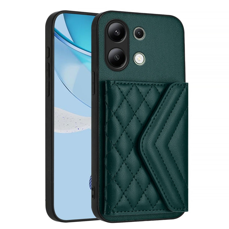 For Redmi Note 13 4G Global Rhombic Texture Card Bag RFID Phone Case with Long Lanyard