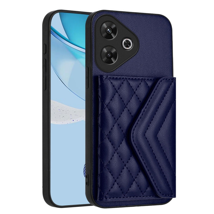 For Redmi Note 13R Pro / 13 4G Rhombic Texture Card Bag RFID Phone Case with Long Lanyard