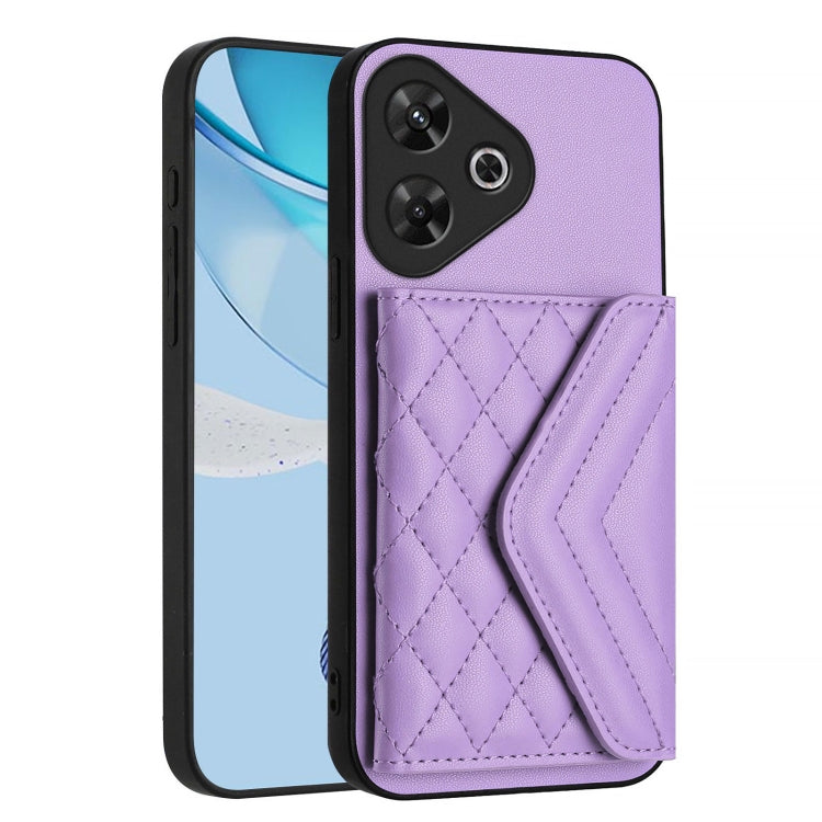 For Redmi Note 13R Pro / 13 4G Rhombic Texture Card Bag RFID Phone Case with Long Lanyard