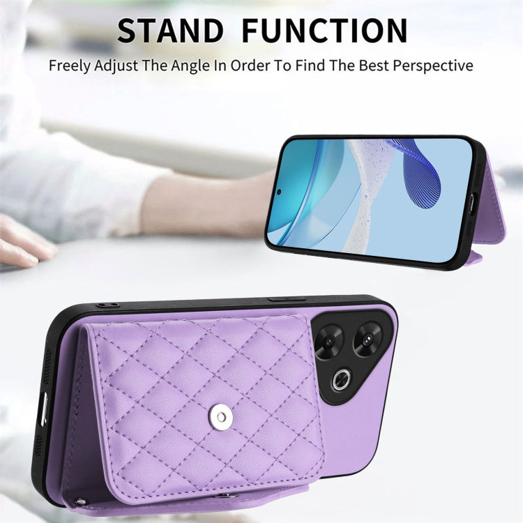 For Redmi Note 13R Pro / 13 4G Rhombic Texture Card Bag RFID Phone Case with Long Lanyard