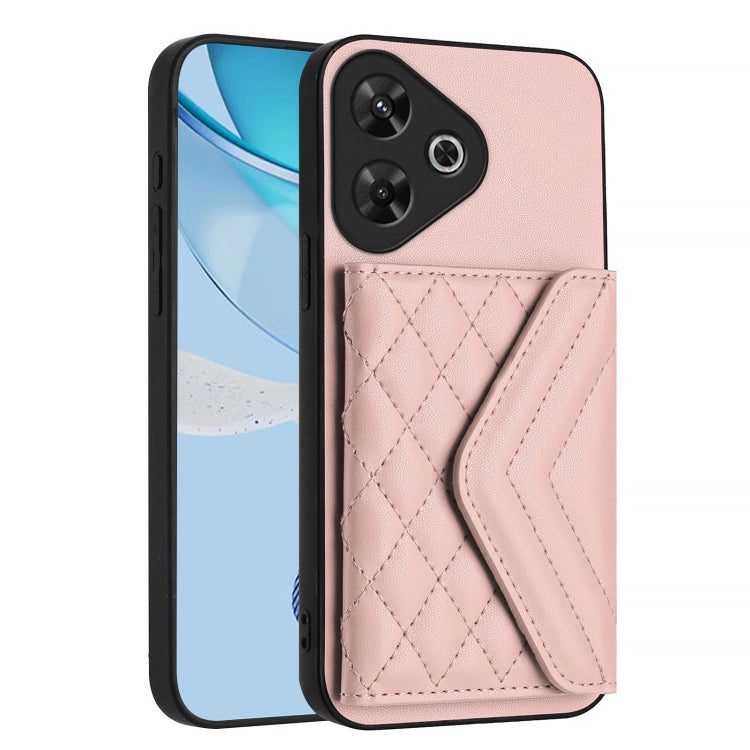 For Redmi Note 13R Pro / 13 4G Rhombic Texture Card Bag RFID Phone Case with Long Lanyard