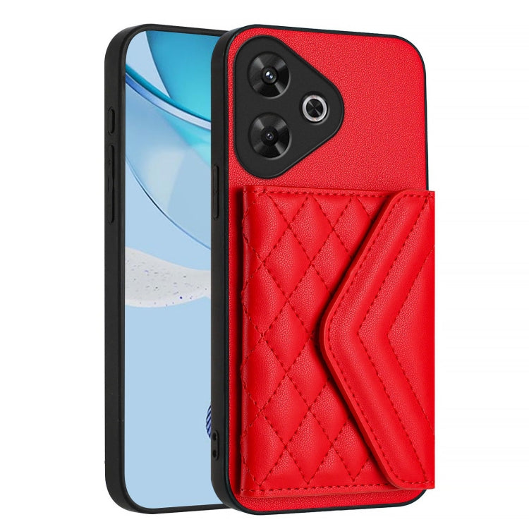 For Redmi Note 13R Pro / 13 4G Rhombic Texture Card Bag RFID Phone Case with Long Lanyard