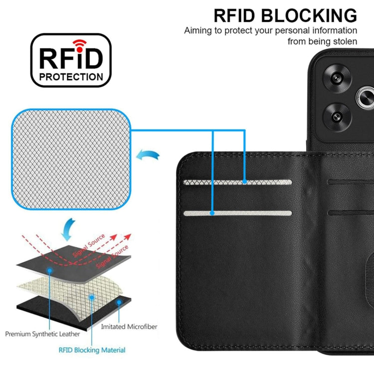 For Redmi Turbo 3 Rhombic Texture Card Bag RFID Phone Case with Long Lanyard