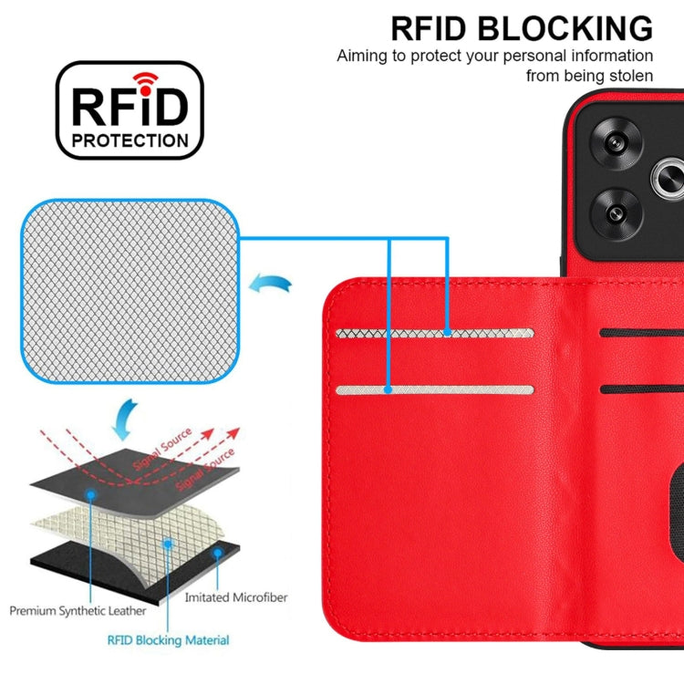 For Redmi Turbo 3 Rhombic Texture Card Bag RFID Phone Case with Long Lanyard