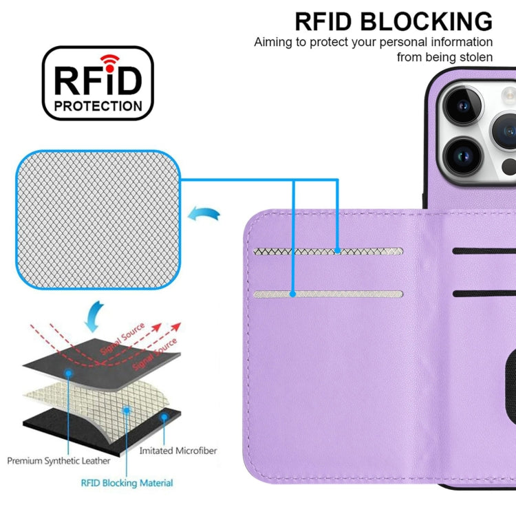 For iPhone 16 Pro Max Rhombic Texture Card Bag RFID Phone Case with Long Lanyard
