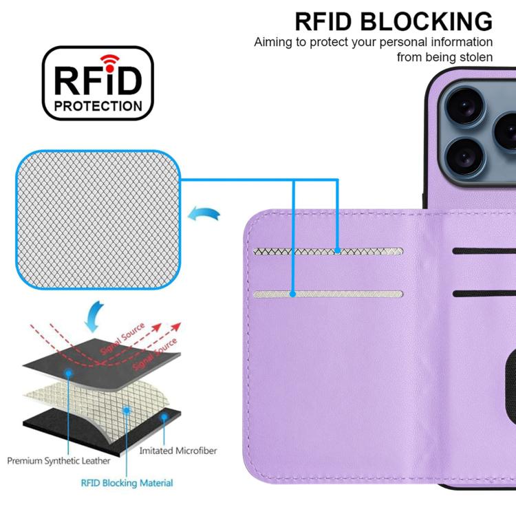 For iPhone 17 Pro Max Rhombic Texture Card Bag RFID Phone Case with Long Lanyard