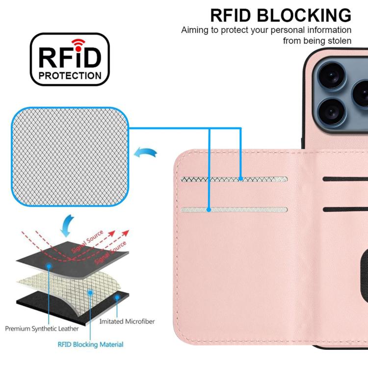 For iPhone 17 Pro Max Rhombic Texture Card Bag RFID Phone Case with Long Lanyard