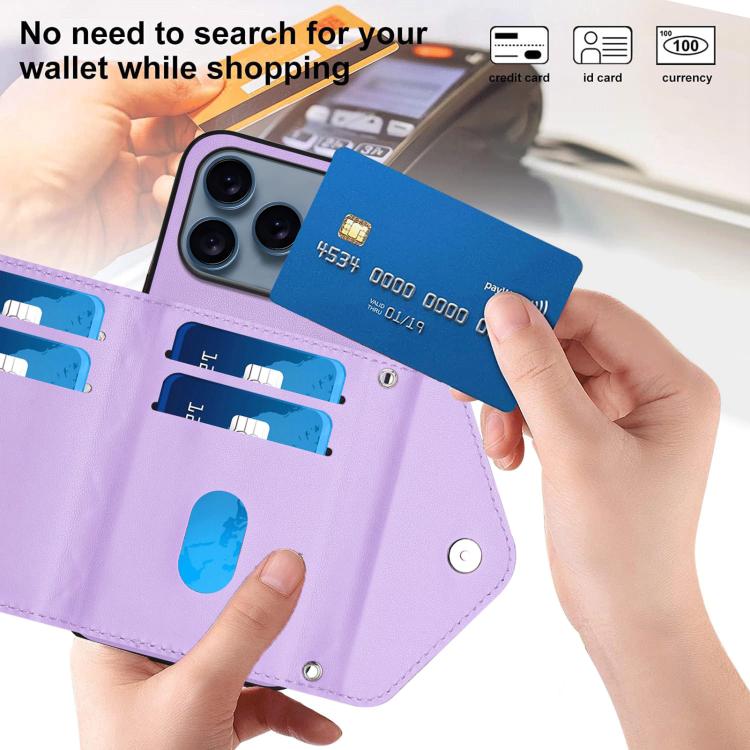 For iPhone 17 Pro Rhombic Texture Card Bag RFID Phone Case with Long Lanyard