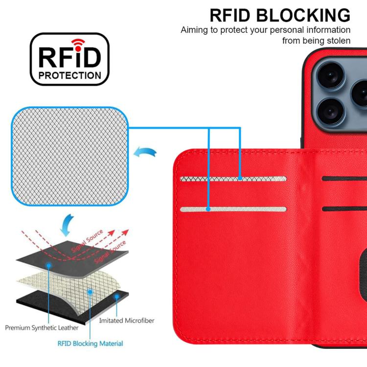For iPhone 17 Pro Rhombic Texture Card Bag RFID Phone Case with Long Lanyard