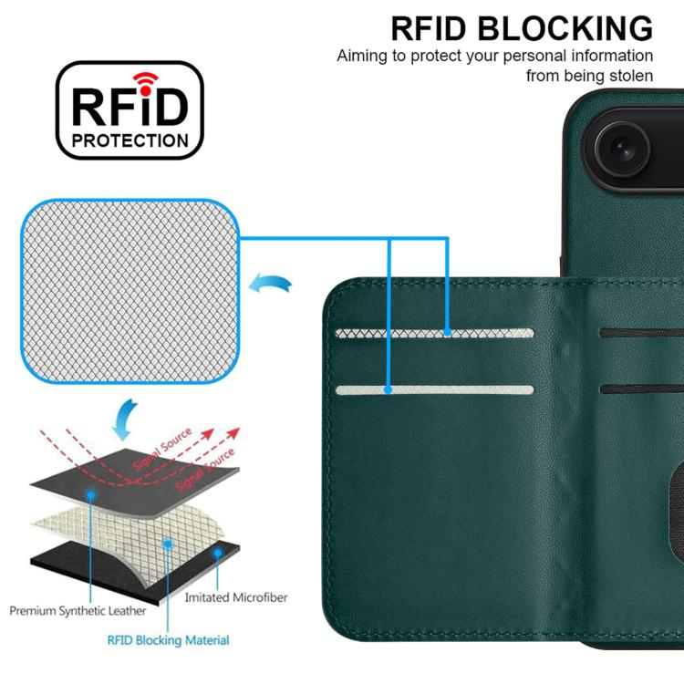 For iPhone Air Rhombic Texture Card Bag RFID Phone Case with Long Lanyard