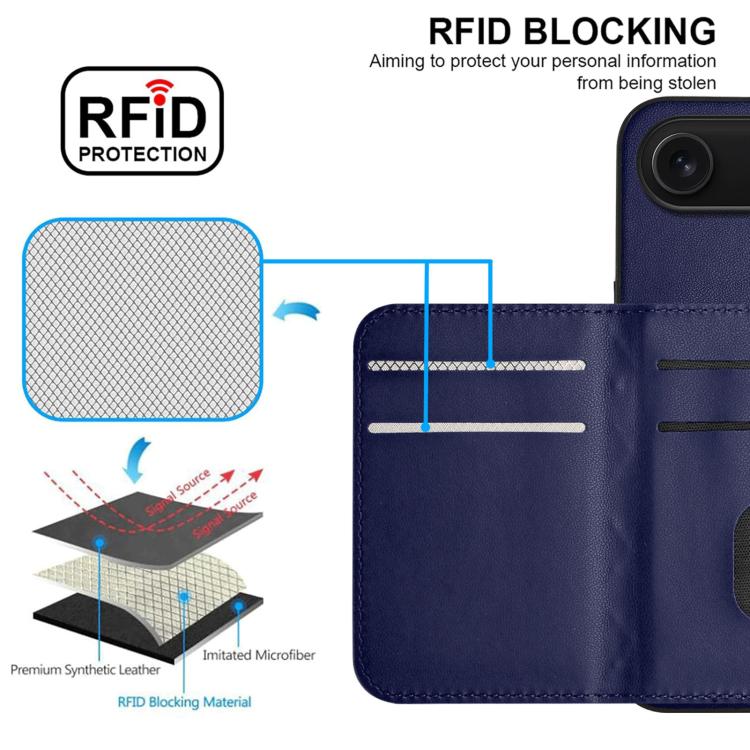 For iPhone Air Rhombic Texture Card Bag RFID Phone Case with Long Lanyard