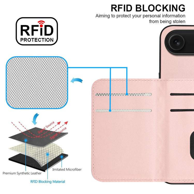 For iPhone Air Rhombic Texture Card Bag RFID Phone Case with Long Lanyard