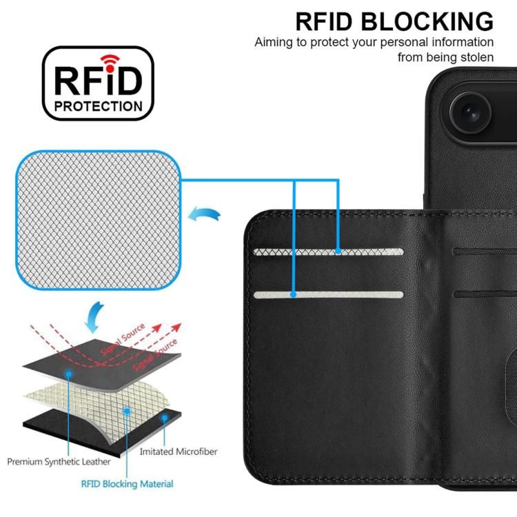 For iPhone Air Rhombic Texture Card Bag RFID Phone Case with Long Lanyard
