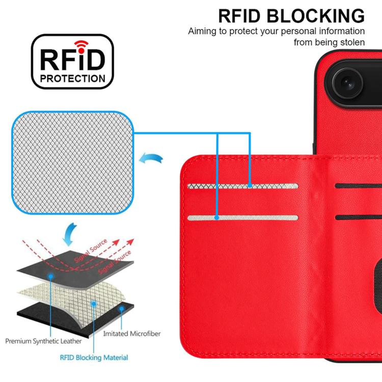 For iPhone Air Rhombic Texture Card Bag RFID Phone Case with Long Lanyard