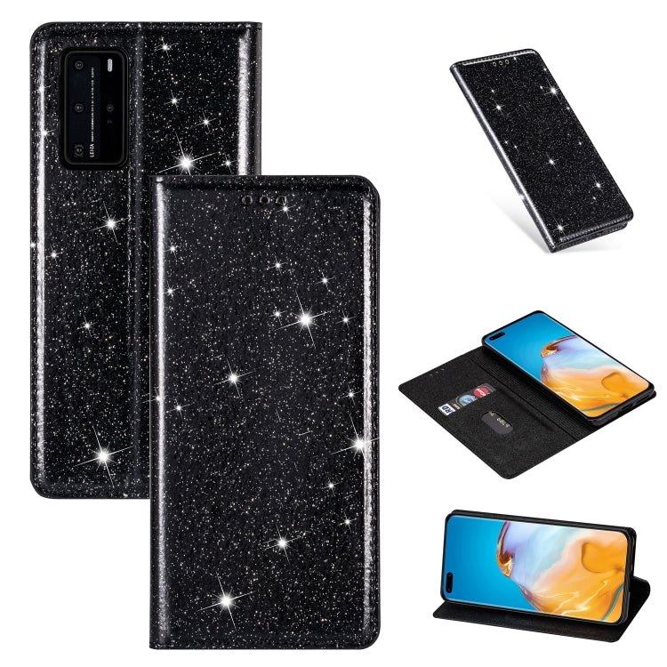 For Huawei P40 Ultrathin Glitter Magnetic Horizontal Flip Leather Case with Holder & Card Slots