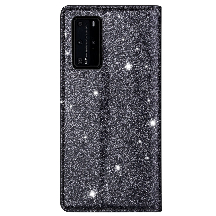For Huawei P40 Ultrathin Glitter Magnetic Horizontal Flip Leather Case with Holder & Card Slots