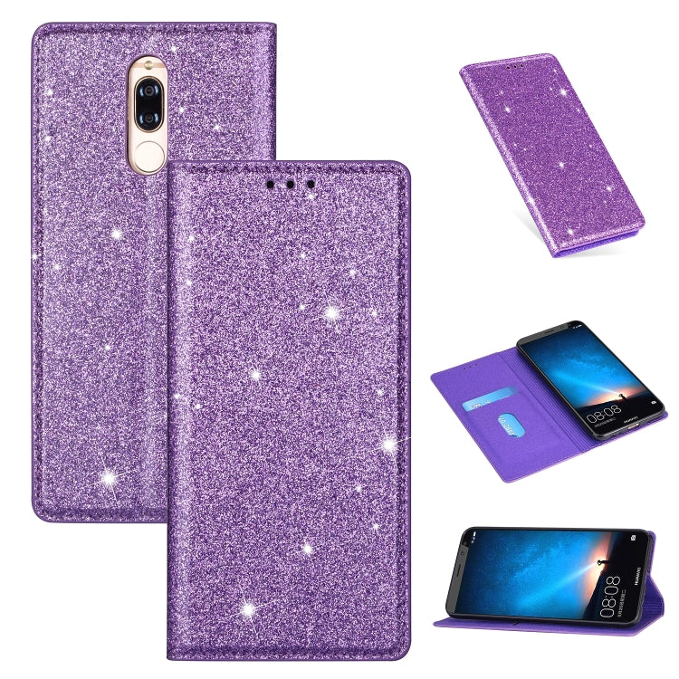 For Huawei Mate 10 Lite Ultrathin Glitter Magnetic Horizontal Flip Leather Case with Holder & Card Slots