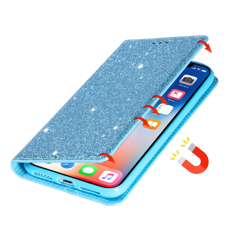 For Huawei Mate 20 Lite Ultrathin Glitter Magnetic Horizontal Flip Leather Case with Holder & Card Slots(Sky Blue)