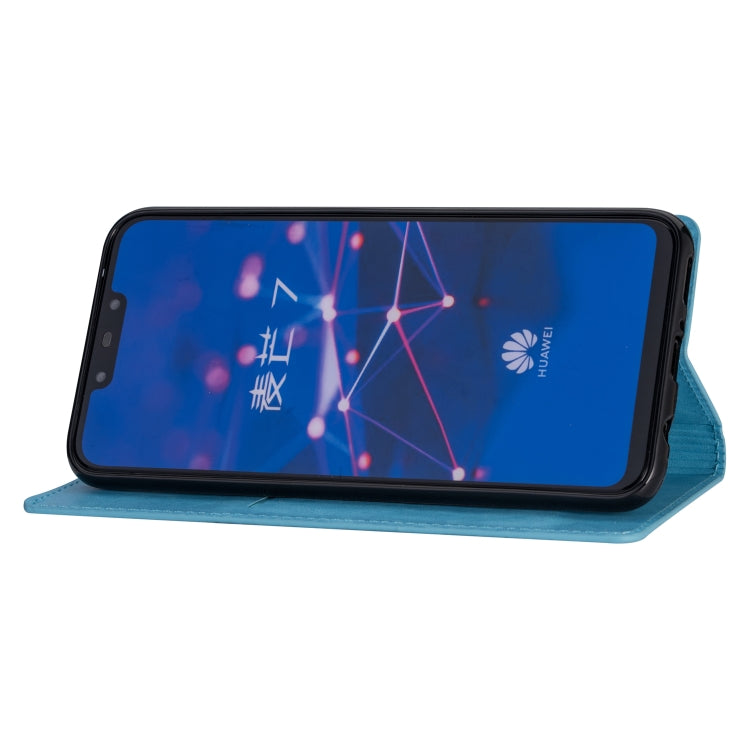 For Huawei Mate 20 Lite Ultrathin Glitter Magnetic Horizontal Flip Leather Case with Holder & Card Slots(Sky Blue)