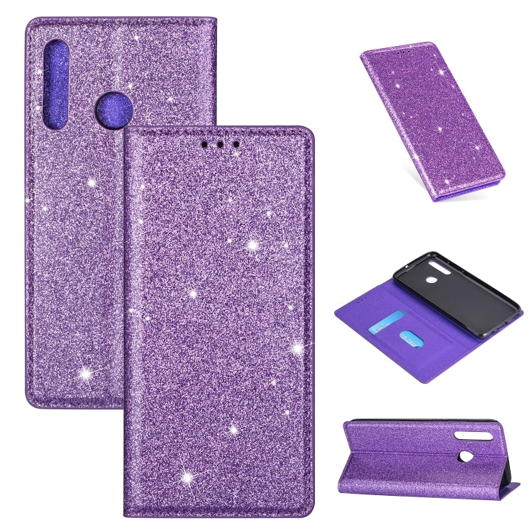 For Huawei P Smart+ 2019 Ultrathin Glitter Magnetic Horizontal Flip Leather Case with Holder & Card Slots
