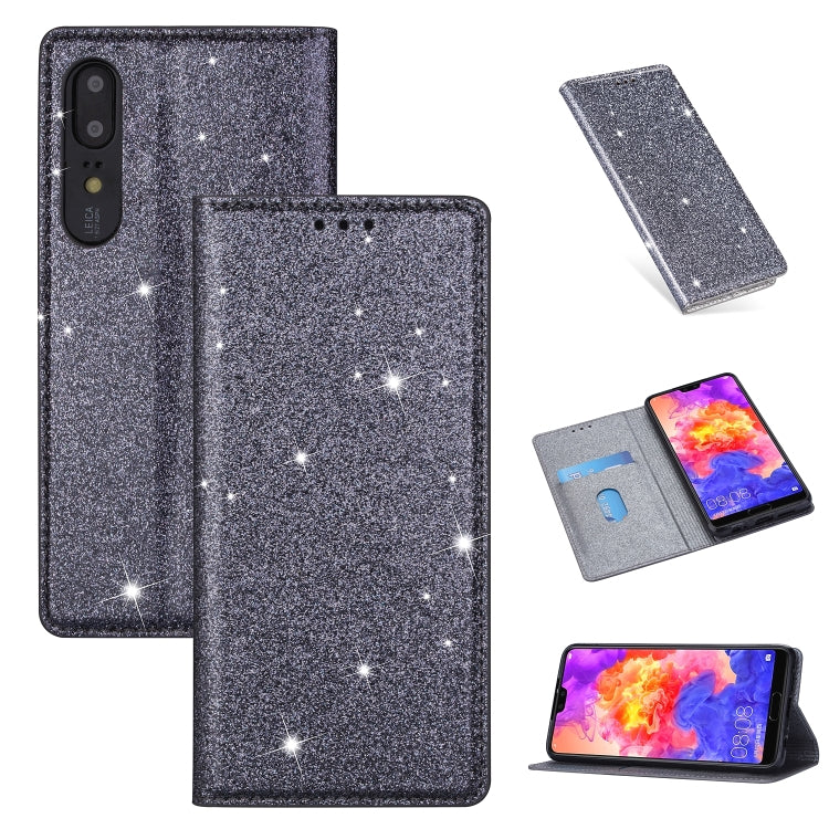 For Huawei P30 Ultrathin Glitter Magnetic Horizontal Flip Leather Case with Holder & Card Slots