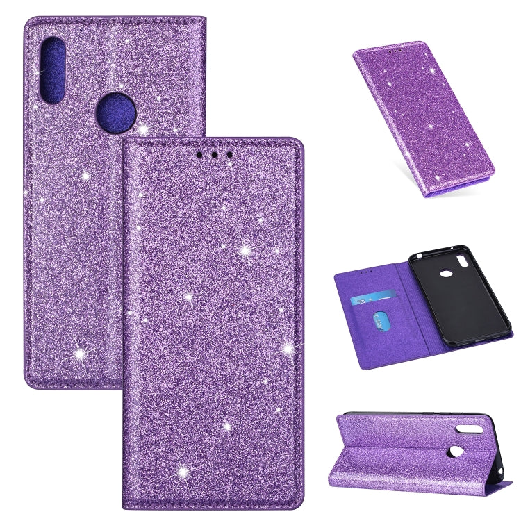 For Huawei Y6 (2019) Ultrathin Glitter Magnetic Horizontal Flip Leather Case with Holder & Card Slots