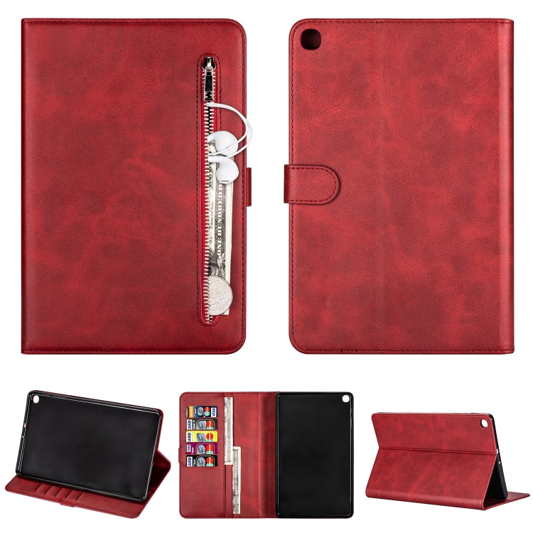For Samsung Galaxy Tab A10.1 T510 / T515 Tablet Fashion Calf Texture Zipper Horizontal Flip Leather Case with Stand & Card Slots & Wallet & Wake-up / Sleep Function