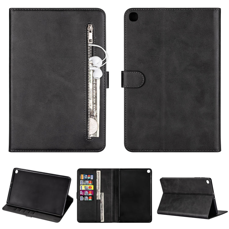 For Samsung Galaxy Tab A10.1 T510 / T515 Tablet Fashion Calf Texture Zipper Horizontal Flip Leather Case with Stand & Card Slots & Wallet & Wake-up / Sleep Function