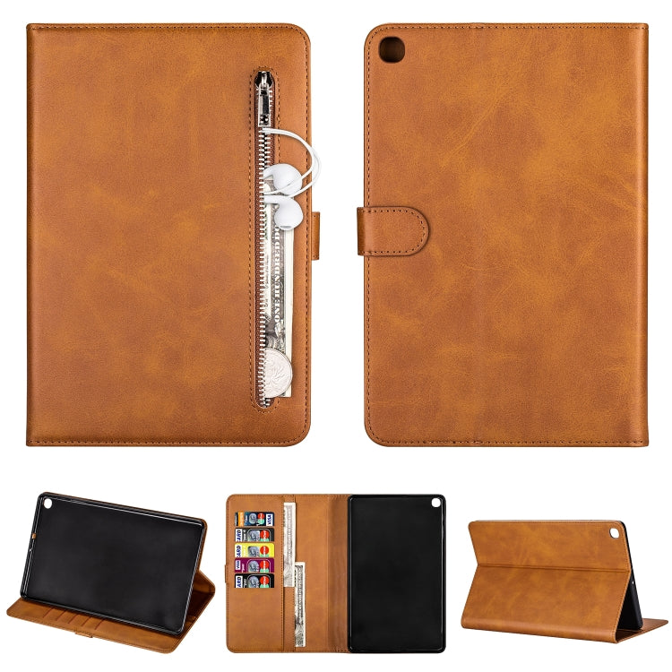 For Samsung Galaxy Tab A10.1 T510 / T515 Tablet Fashion Calf Texture Zipper Horizontal Flip Leather Case with Stand & Card Slots & Wallet & Wake-up / Sleep Function