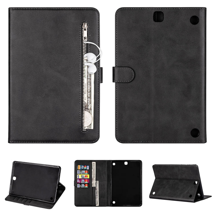 For Samsung Galaxy Tab A9.7 T550 Tablet Fashion Calf Texture Zipper Horizontal Flip Leather Case with Stand & Card Slots & Wallet & Wake-up / Sleep Function
