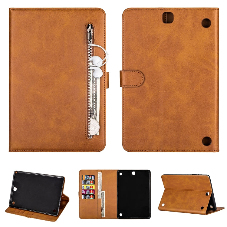 For Samsung Galaxy Tab A9.7 T550 Tablet Fashion Calf Texture Zipper Horizontal Flip Leather Case with Stand & Card Slots & Wallet & Wake-up / Sleep Function