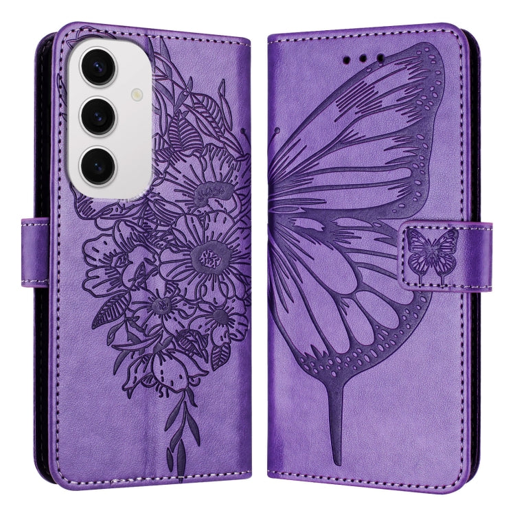 For Samsung Galaxy S24 FE 5G Embossed Butterfly Leather Phone Case