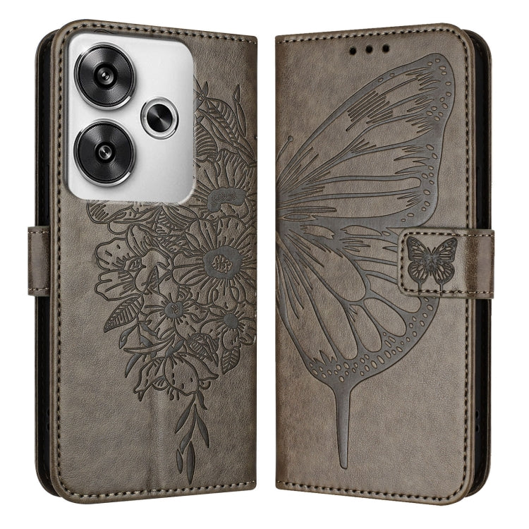 For Xiaomi Poco F6 Embossed Butterfly Leather Phone Case