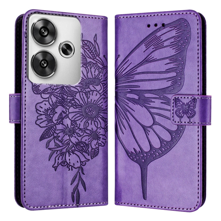 For Xiaomi Poco F6 Embossed Butterfly Leather Phone Case
