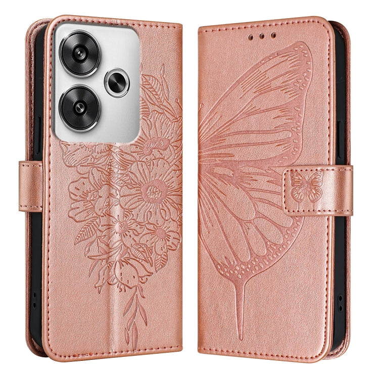 For Xiaomi Poco F6 Embossed Butterfly Leather Phone Case
