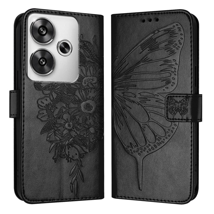 For Xiaomi Poco F6 Embossed Butterfly Leather Phone Case