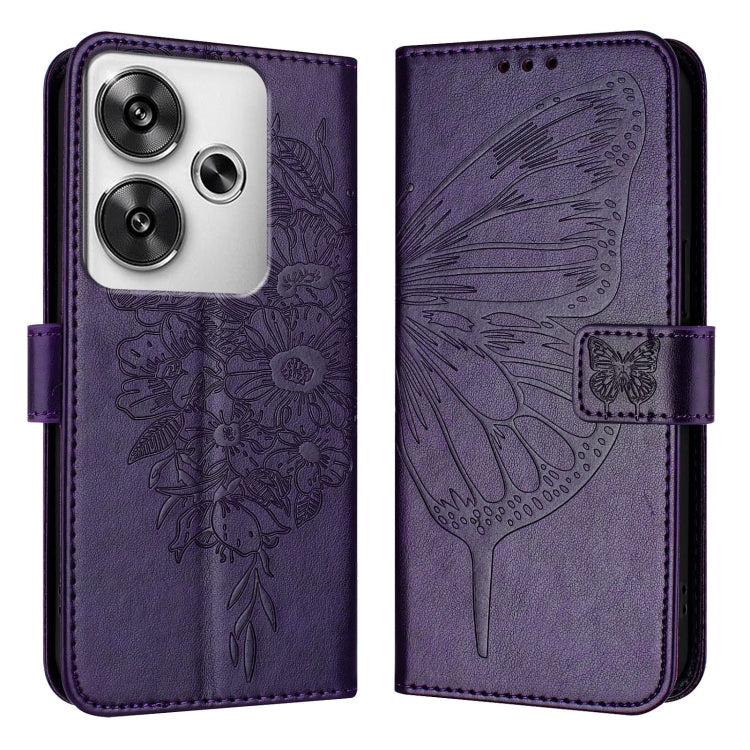 For Xiaomi Poco F6 Embossed Butterfly Leather Phone Case
