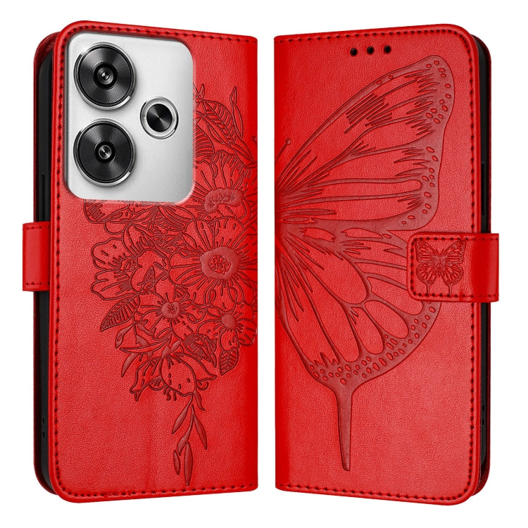 For Xiaomi Poco F6 Embossed Butterfly Leather Phone Case