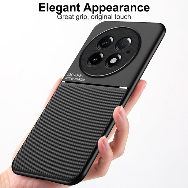 For OnePlus 13 Classic Tilt Strip Grain Magnetic PC Hybrid TPU Phone Case