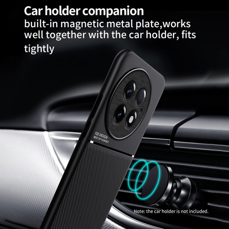 For OnePlus 13 Classic Tilt Strip Grain Magnetic PC Hybrid TPU Phone Case
