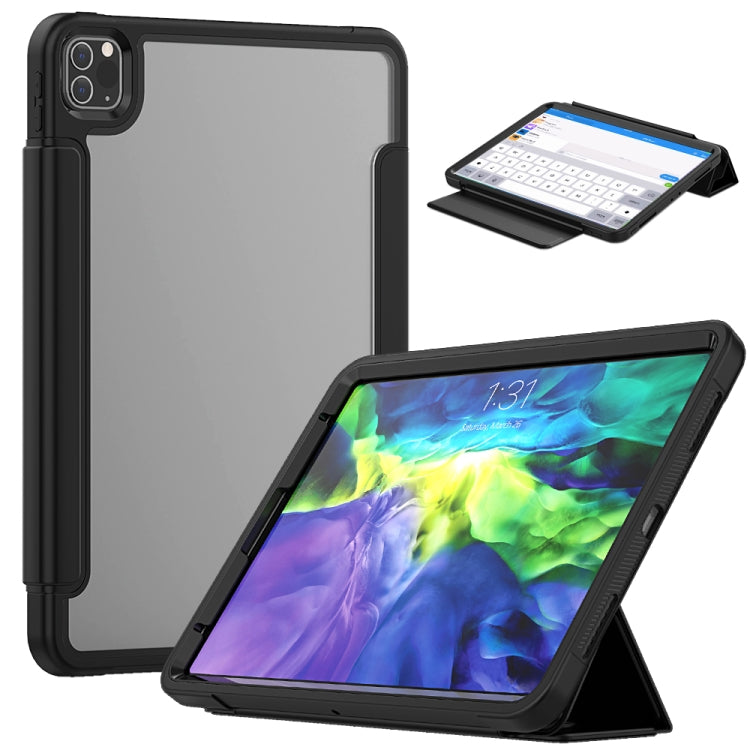 For iPad Pro 11 (2020) / (2018) Acrylic + TPU Horizontal Flip Smart Leather Tablet Case with Three-folding Holder & Pen Slot & Wake-up / Sleep Function