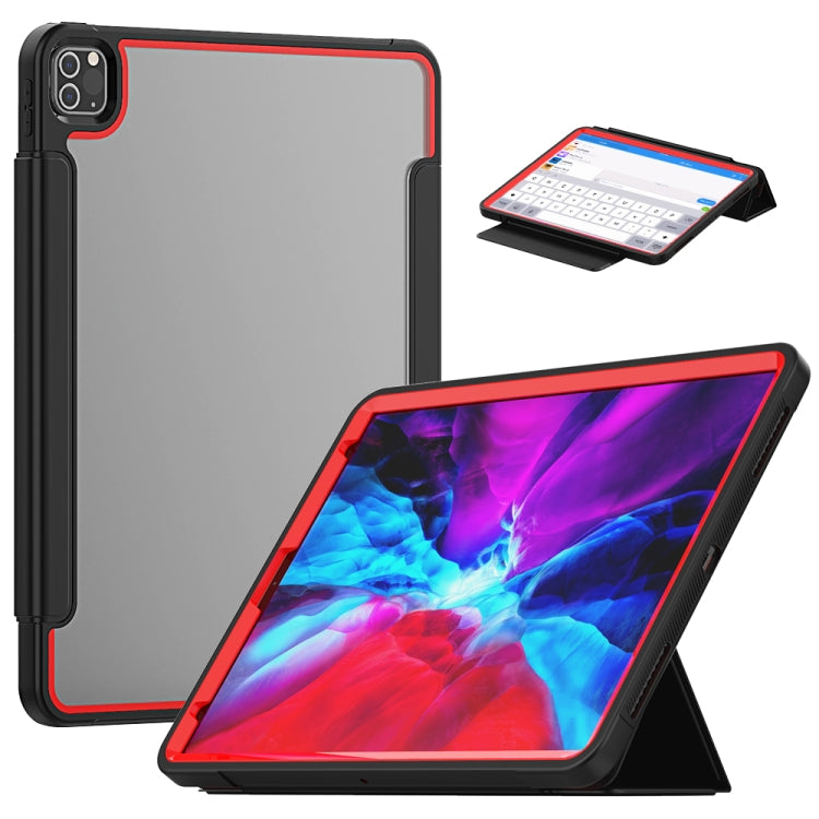 For iPad Pro 12.9 (2020) / (2018) Acrylic + TPU Horizontal Flip Smart Leather Tablet Case with Three-folding Holder & Pen Slot & Wake-up / Sleep Function