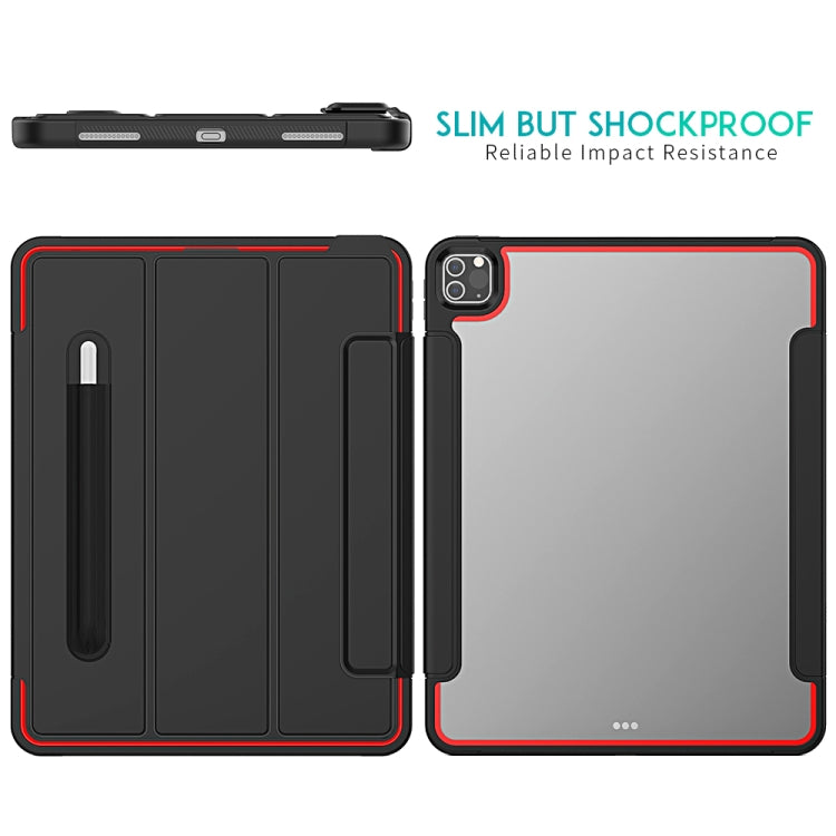 For iPad Pro 12.9 (2020) / (2018) Acrylic + TPU Horizontal Flip Smart Leather Tablet Case with Three-folding Holder & Pen Slot & Wake-up / Sleep Function