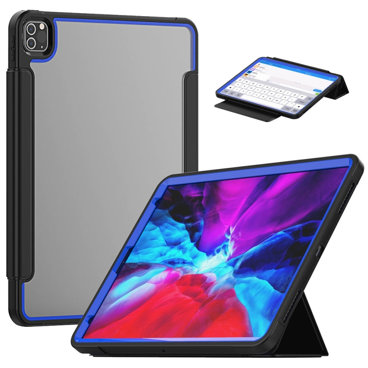 For iPad Pro 12.9 (2020) / (2018) Acrylic + TPU Horizontal Flip Smart Leather Tablet Case with Three-folding Holder & Pen Slot & Wake-up / Sleep Function